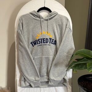 Amazon Gray Hoodie with Navy Logo and Yellow Sun Graphic